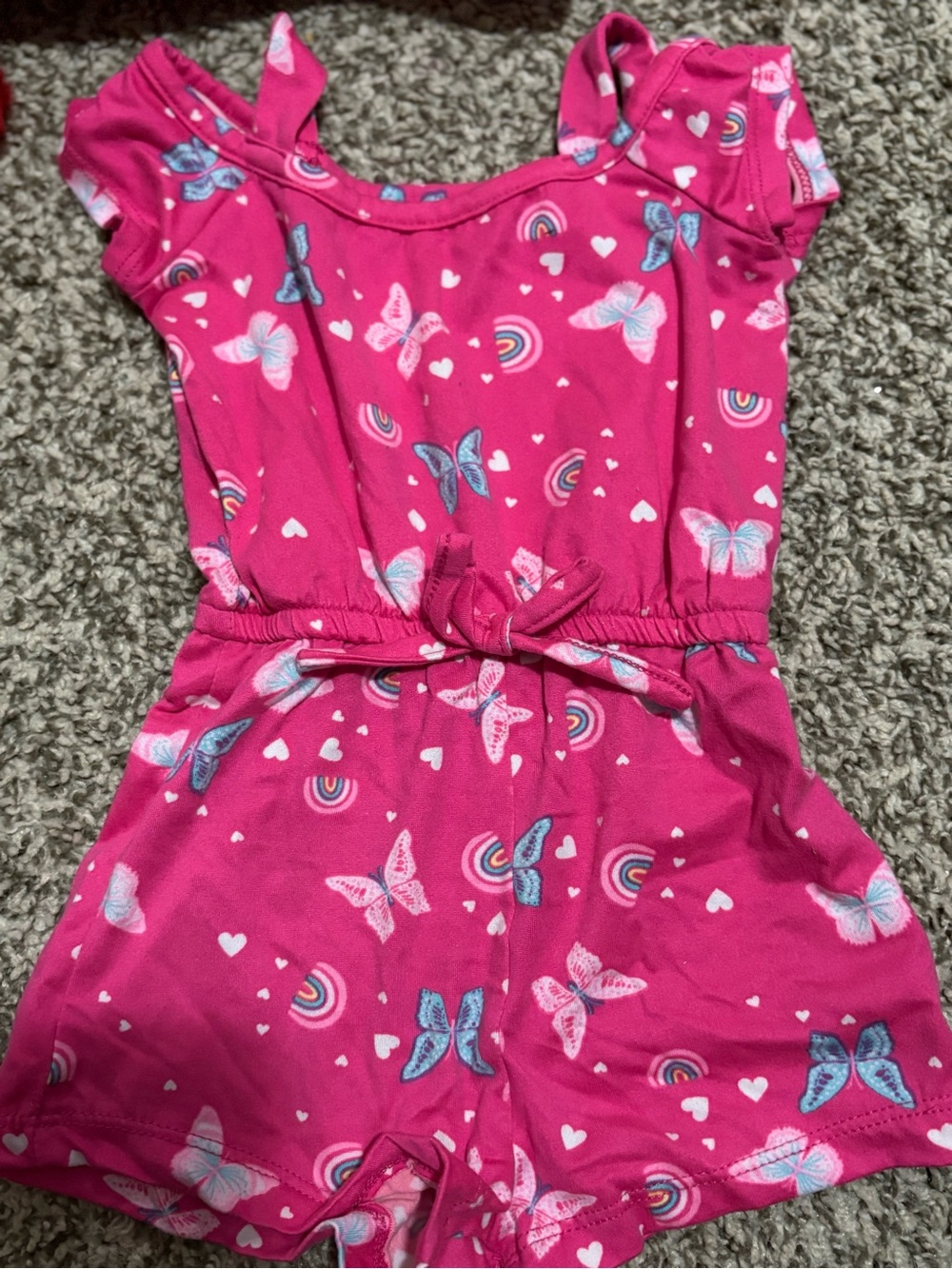 One Step Ahead Hot Pink Butterfly & Rainbow Romper